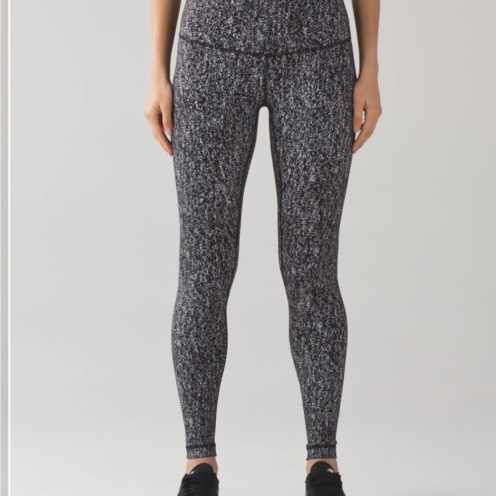 Lululemon Wunder Under Pant High Rise Leggings Size 8 Grey Black Luon Warm